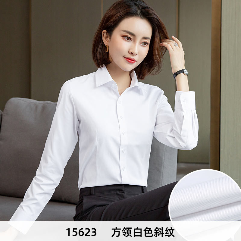 White Short-Sleeve Shirt Women Professional Summer 2024 New V-Neck Commute Formal Workwear Long-Sleeve Blouse