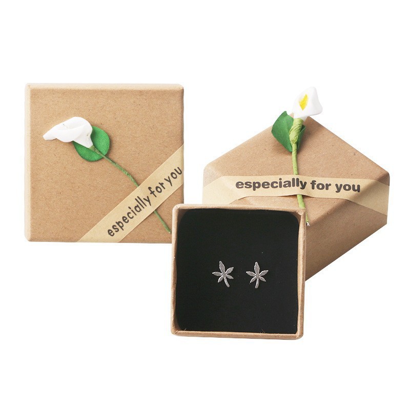 Jewelry Box Set Vintage Kraft Paper Gift Box Necklace Ring Bracelet Jewelry Box Flower Box