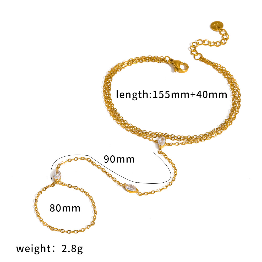 Stainless steel chain bracelet women's connected finger chain hand jewelry