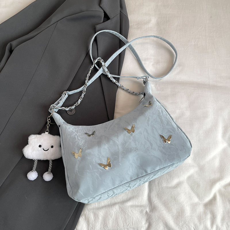 Small bag women 2026 autumn new butterfly decoration crossbody bag single shoulder underarm handbag small square bag