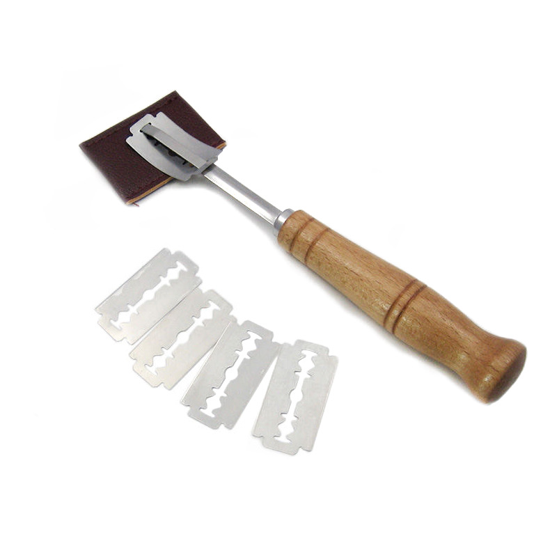 304 bread scoring knife, wooden handle curved shaping knife, baking tool, dough slashing knife, European baguette scoring