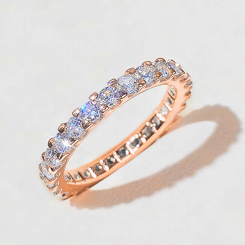 Cao Shi New Starlight Women's Ring Full Pavé Simulated Zircon Ring Band Ring