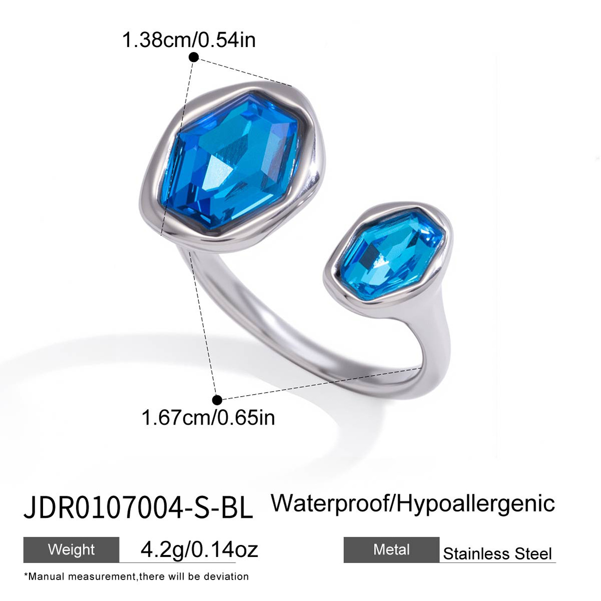 Jieding titanium steel natural stone ring niche hand jewelry stacking stainless steel accessories