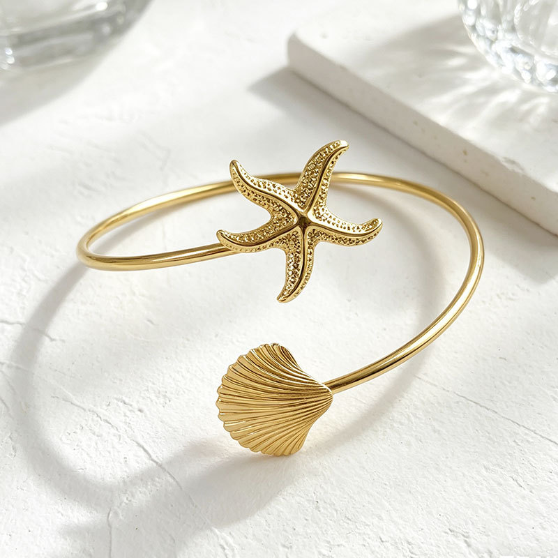 Ocean series metal open arm ring accessory niche starfish shell female bracelet