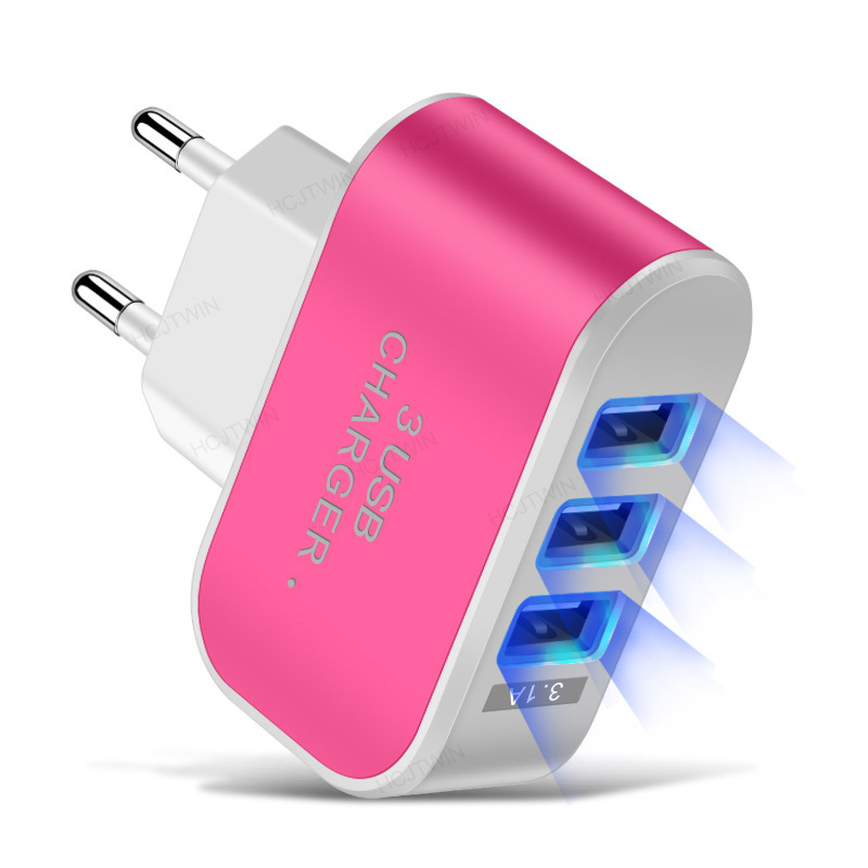 3USB Candy Charger LED Glowing Phone Charger Smart Multi-Port USB Travel Charger