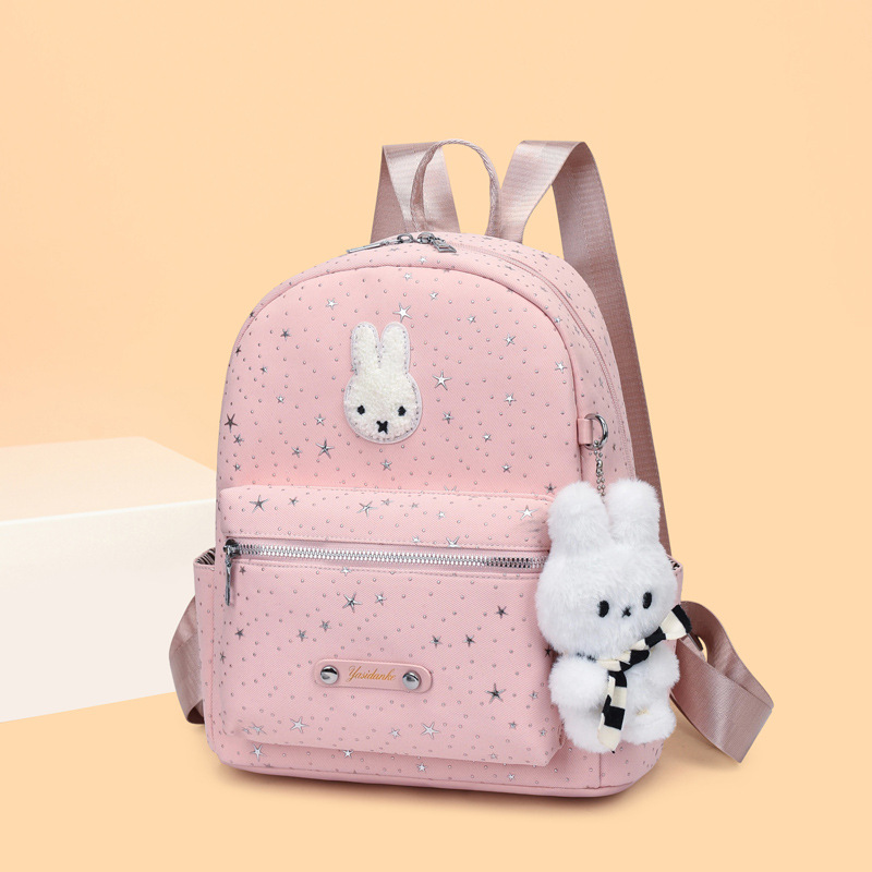 2026 New Spring Summer Cute Rabbit Backpack Women Niche Star Print Small Backpack Girl Schoolbag
