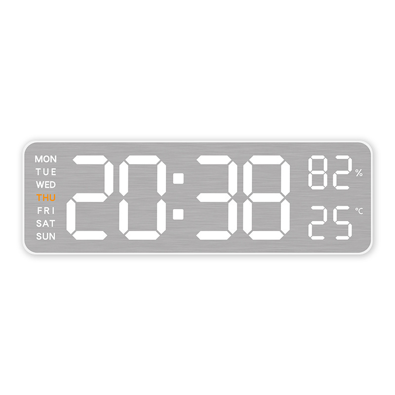 Metal Brushed Feel Wall Clock New Multifunctional Electronic Clock LED Electronic Alarm Clock Simple Alarm Clock