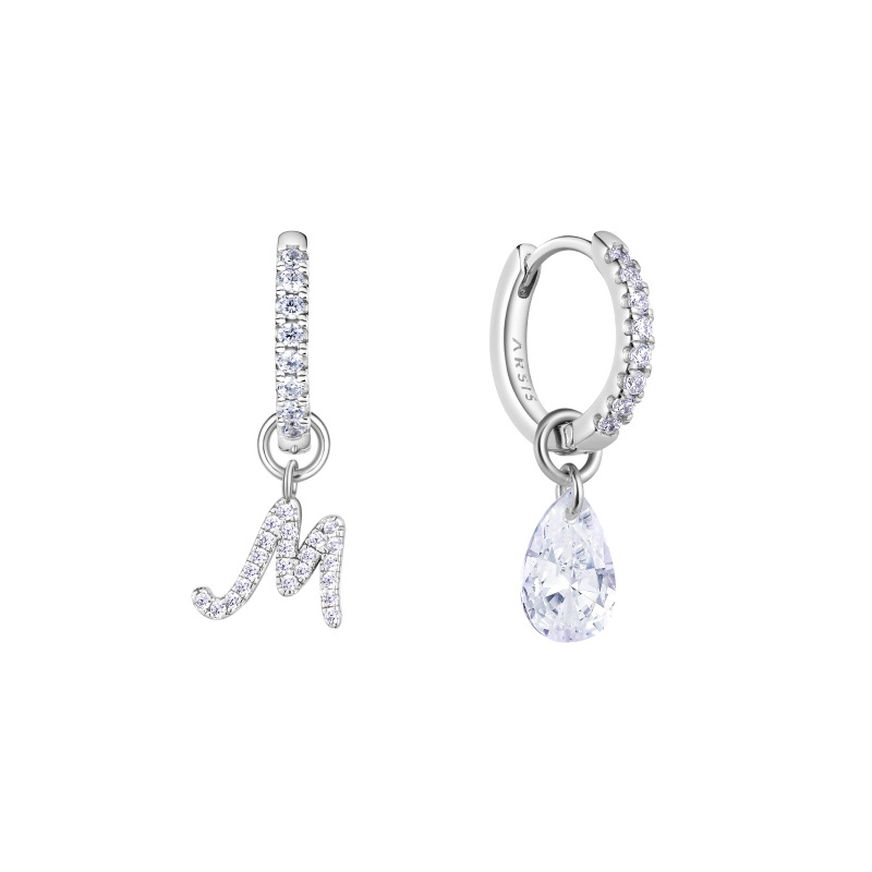 Exclusive Initial Letter Earrings AB Stud Earrings Original Design Ear Accessories