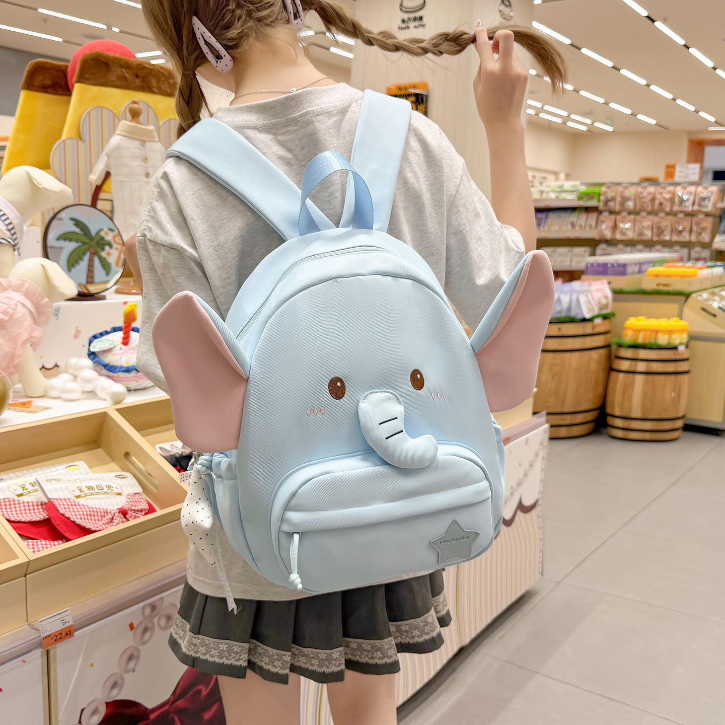 Cute Little Elephant Cartoon Backpack for Women Sweet Style Student Soft Girl Backpack Outing Small Backpack
