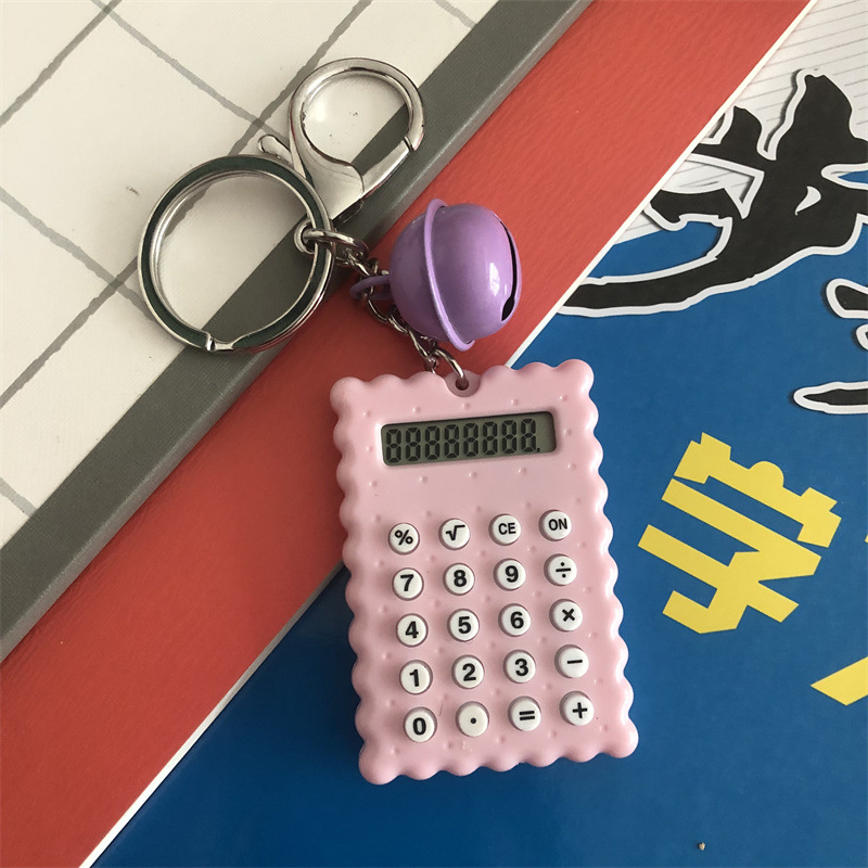Biscuit Type Mini Calculator Bell Keychain Pendant Student Portable Palm Cute Computer