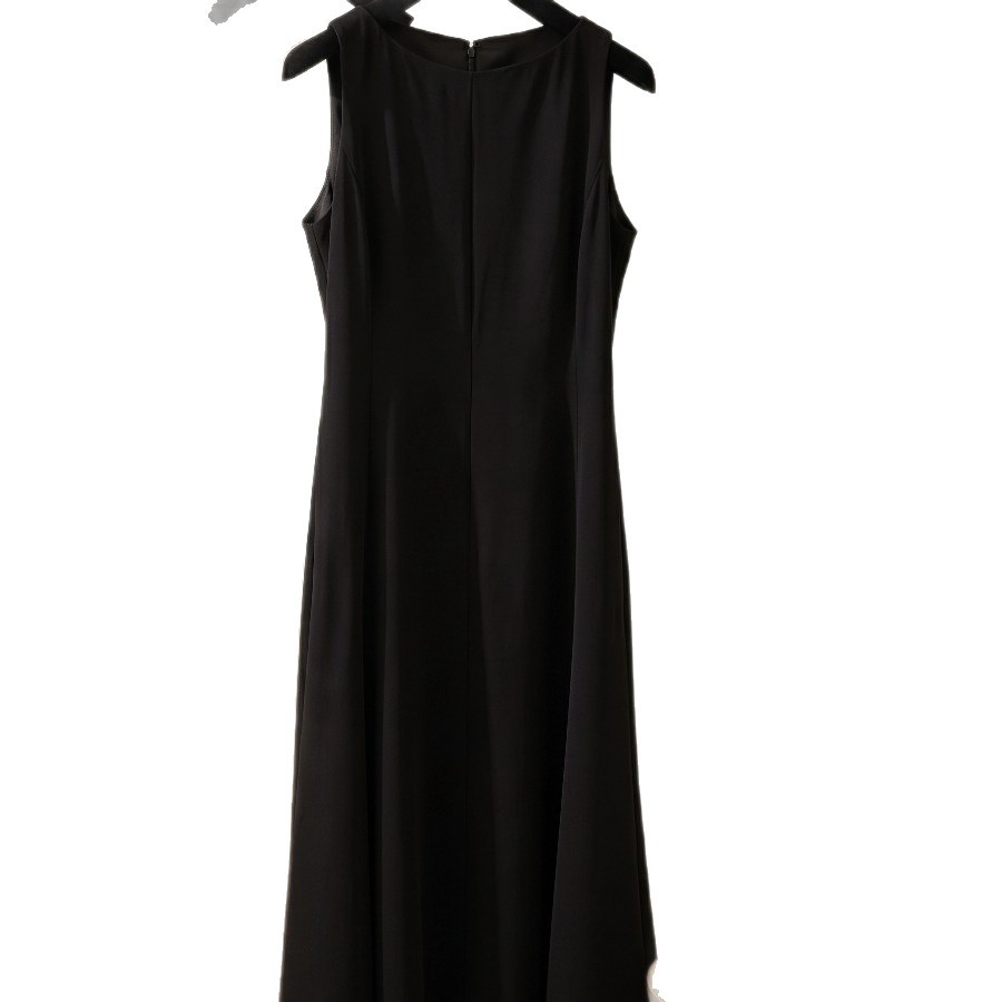 th**ry A-line acetate dress women summer Hepburn style sleeveless fishtail umbrella swing vest dress midi