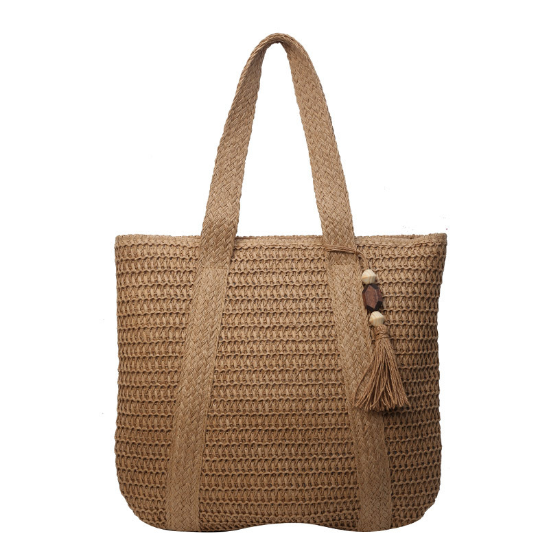 New Fringe Straw Bag Casual Woven Women's Bag Large Capacity Single Shoulder Tote Bag Women's Vacation Beach Bag Straw Bag