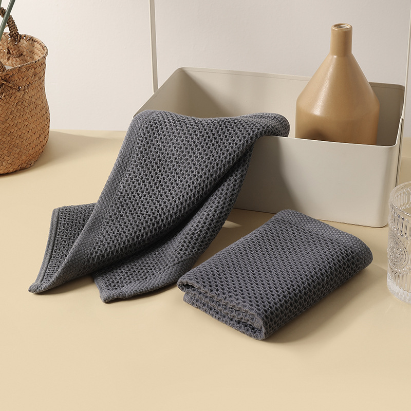 Dishcloth Cotton Square Towel Dishcloth Hand Towel Tea Towel Daily Honeycomb Absorbent Cotton Breathable Kitchen Clean Non-greasy