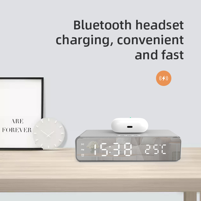 2024 LED Display Bright Surface Thermometer Wireless Charger Multifunctional Desktop Wireless Charger