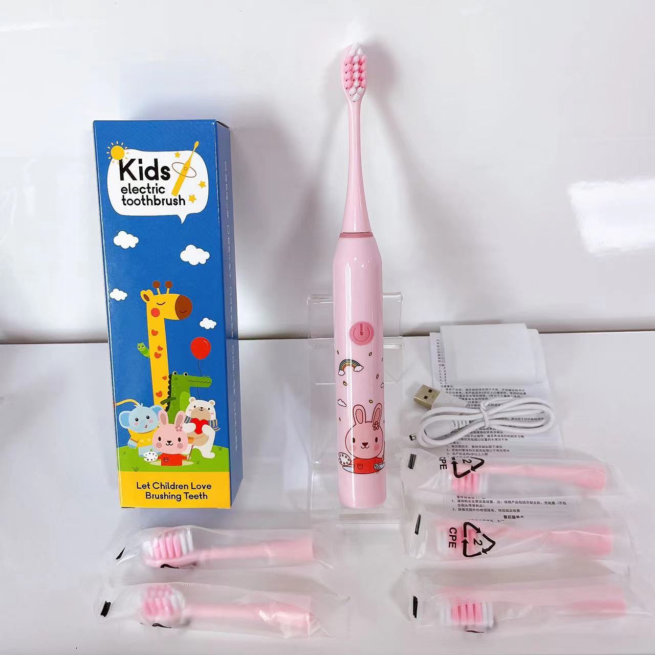 Ultrasonic Kids Electric Toothbrush Charging Tooth Cleaner DuPont Soft Bristle Tooth Protection Baby Toothbrush Kids Cartoon Toothbrush