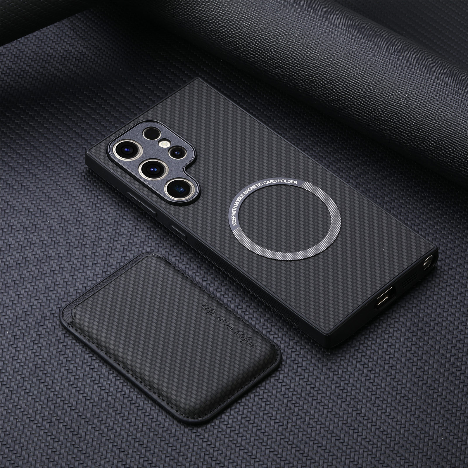For Samsung phone case S26 Ultra protective case S25 Fe magnetic Magsafe two-in-one card case leather case