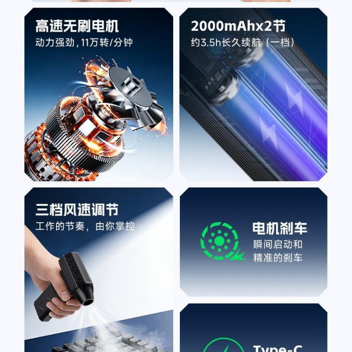 Violent Fan Handheld Turbine Blower High-Power Dust Blowing Snow Removal Car Cleaning Tool