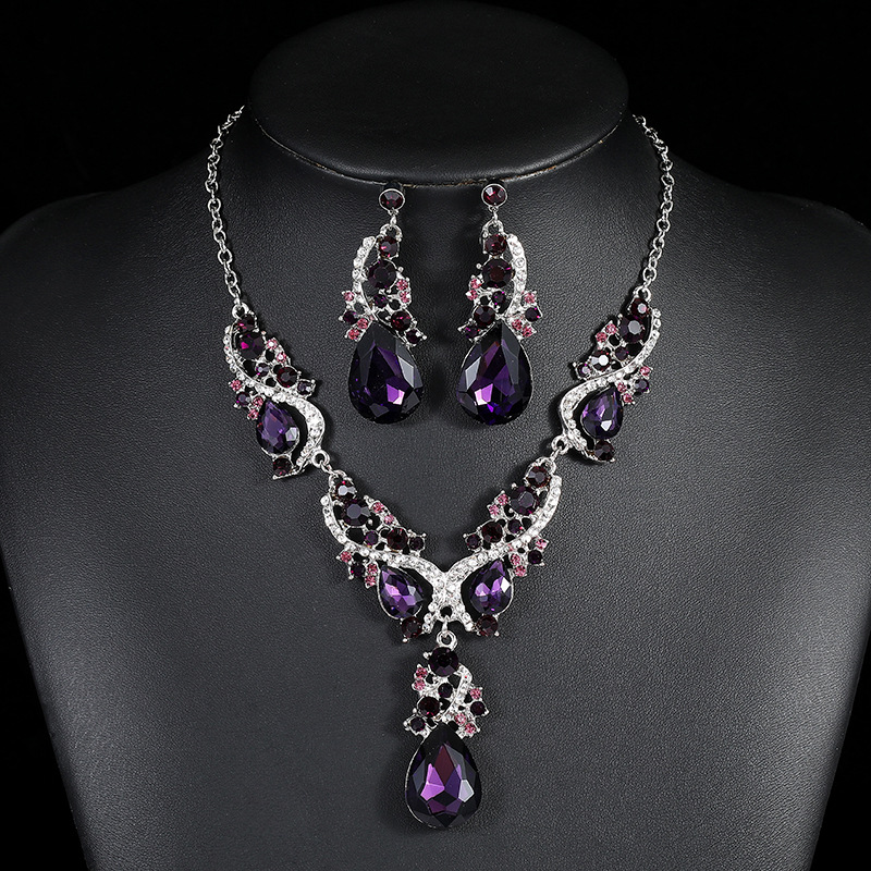 New Exaggerated Necklace Earring Set Cross-Border Exclusive Alloy Electroplated Jewelry Accessories Dress