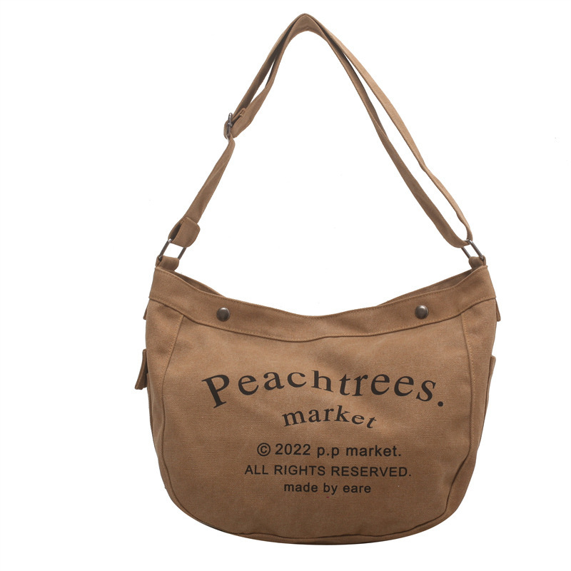 Letter canvas bag women's 2022 new tote bag student class crossbody bag large capacity single shoulder bag