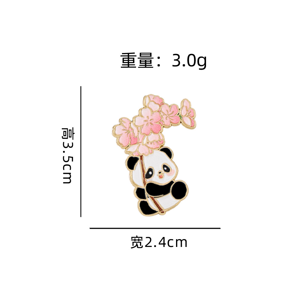 Panda Bouquet Badge Cute Cartoon Animal Flower Chengdu Tourist Gift Brooch Clothing Hat Accessory