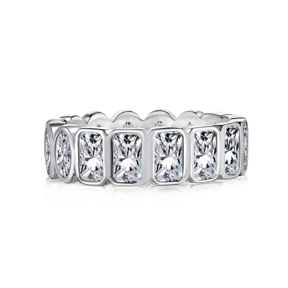 Small S925 sterling silver ring for women, love oval zircon row drill ring closed ring