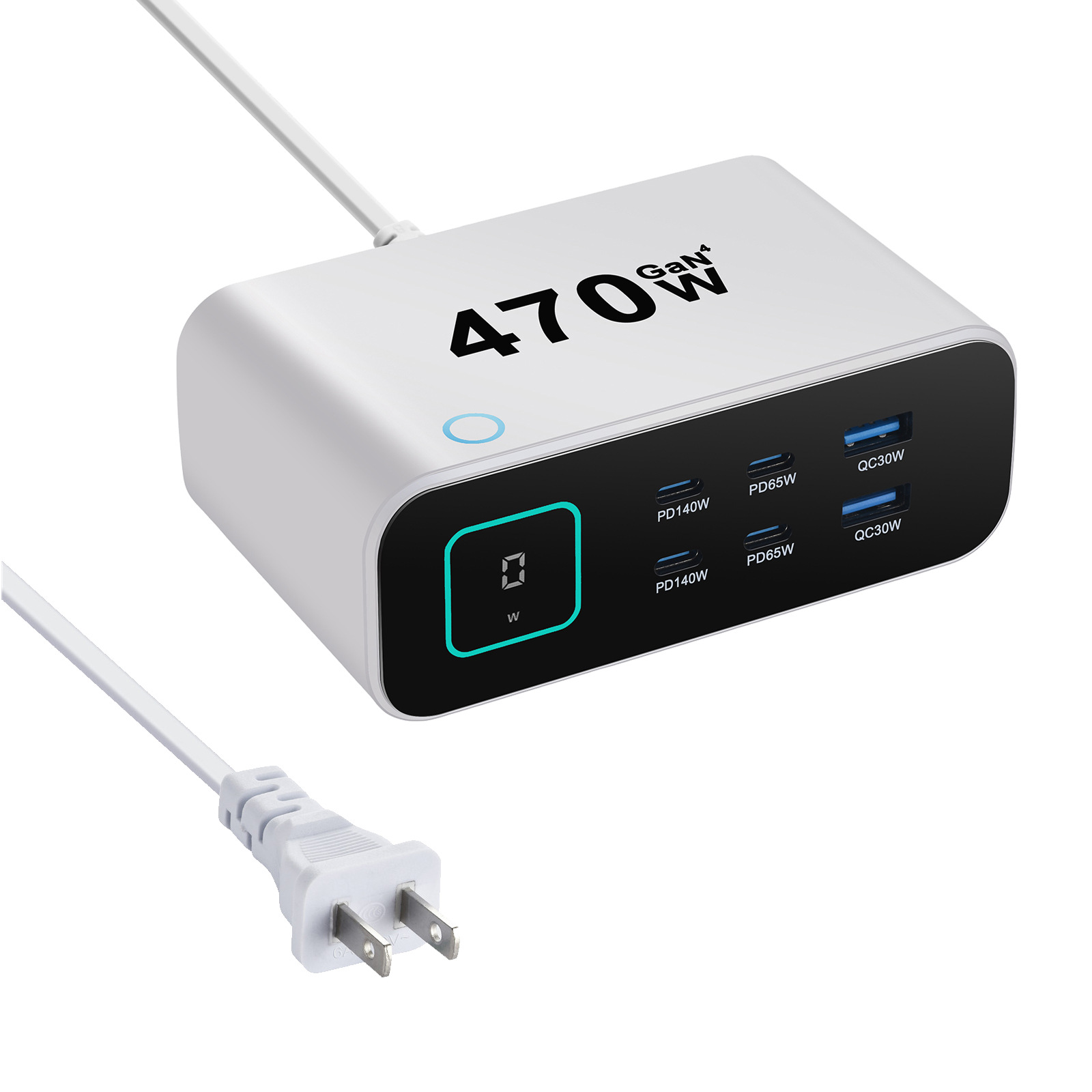 New TFT Display Desktop Charger Multi-Function Charger GaN PD3.1 Fast Charger 140W Multi-Port Fast Charger 470W