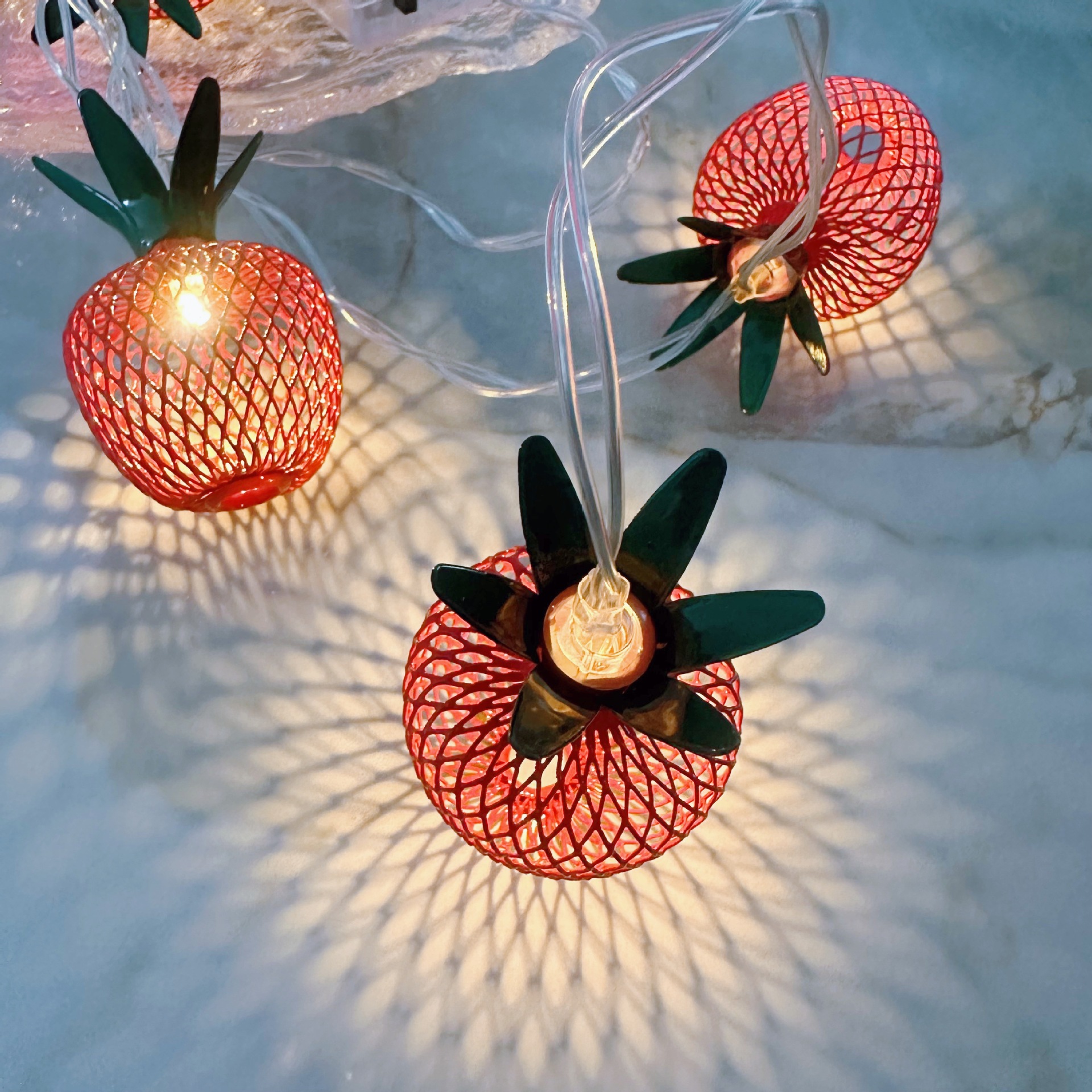Grid Apple Light String USB Christmas Birthday Party Room Courtyard Decorative Lights Fruit Light String