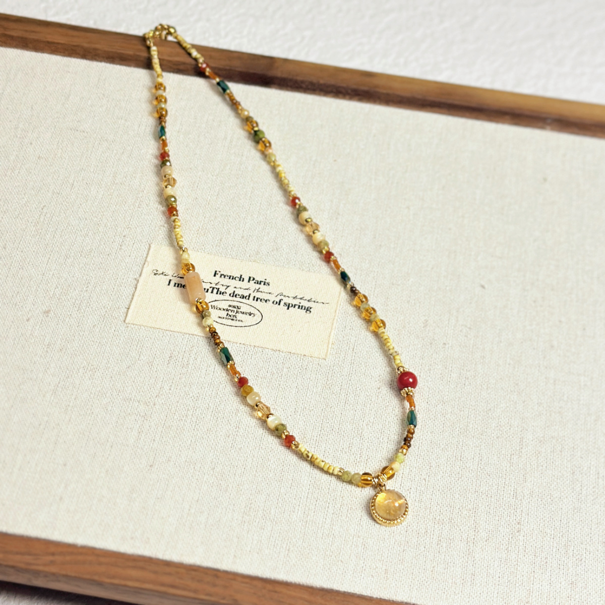 Natural Stone Beaded Pendant Necklace Women New Collarbone Chain Necklace
