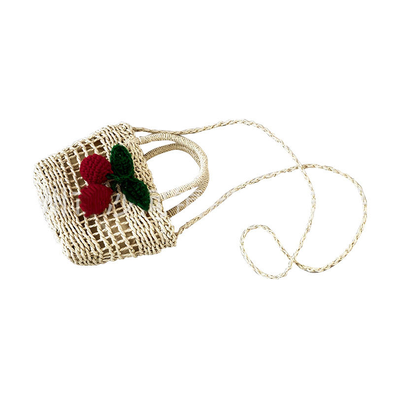 New hollow cherry square bag handbag crossbody mini small woven bag women's lightweight