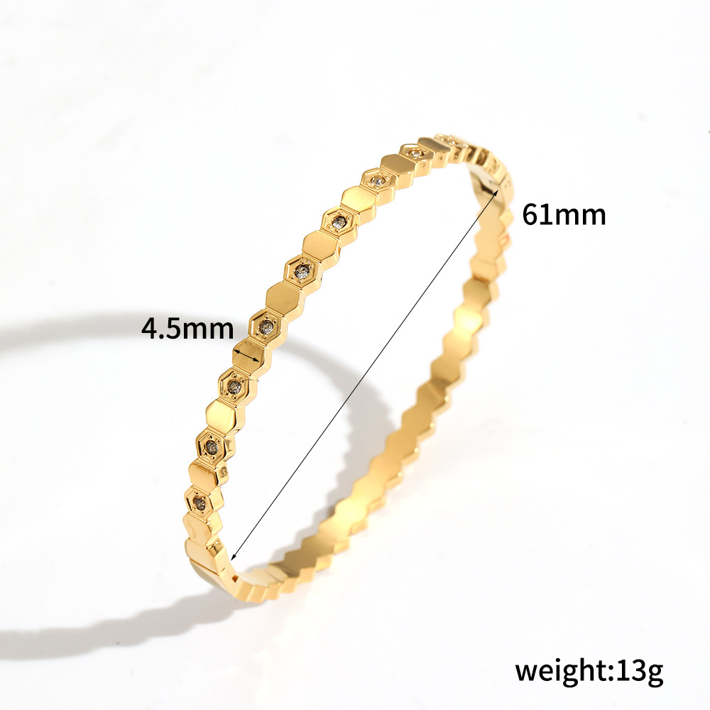 Titanium steel bracelet six-pointed star buckle bracelet women 18k gold plated stainless steel inlaid zircon ring