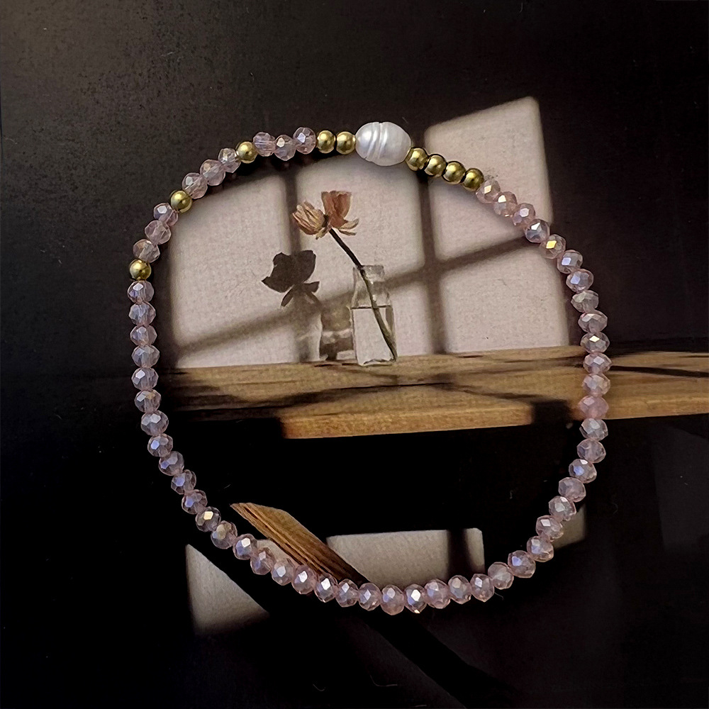 Simple 3mm Freshwater Pearl Bracelet: Sweet Best Friend Stretch Glass Layered Bracelet