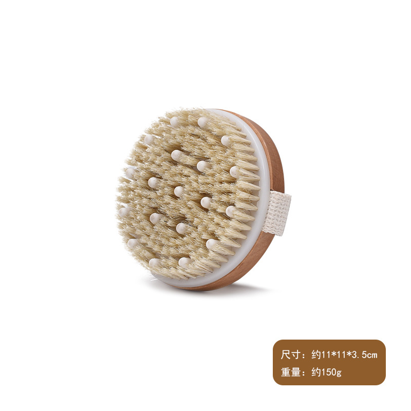 Long-handled bristle bath brush, body scrub brush, dry brushing back scrubber, exfoliating brush