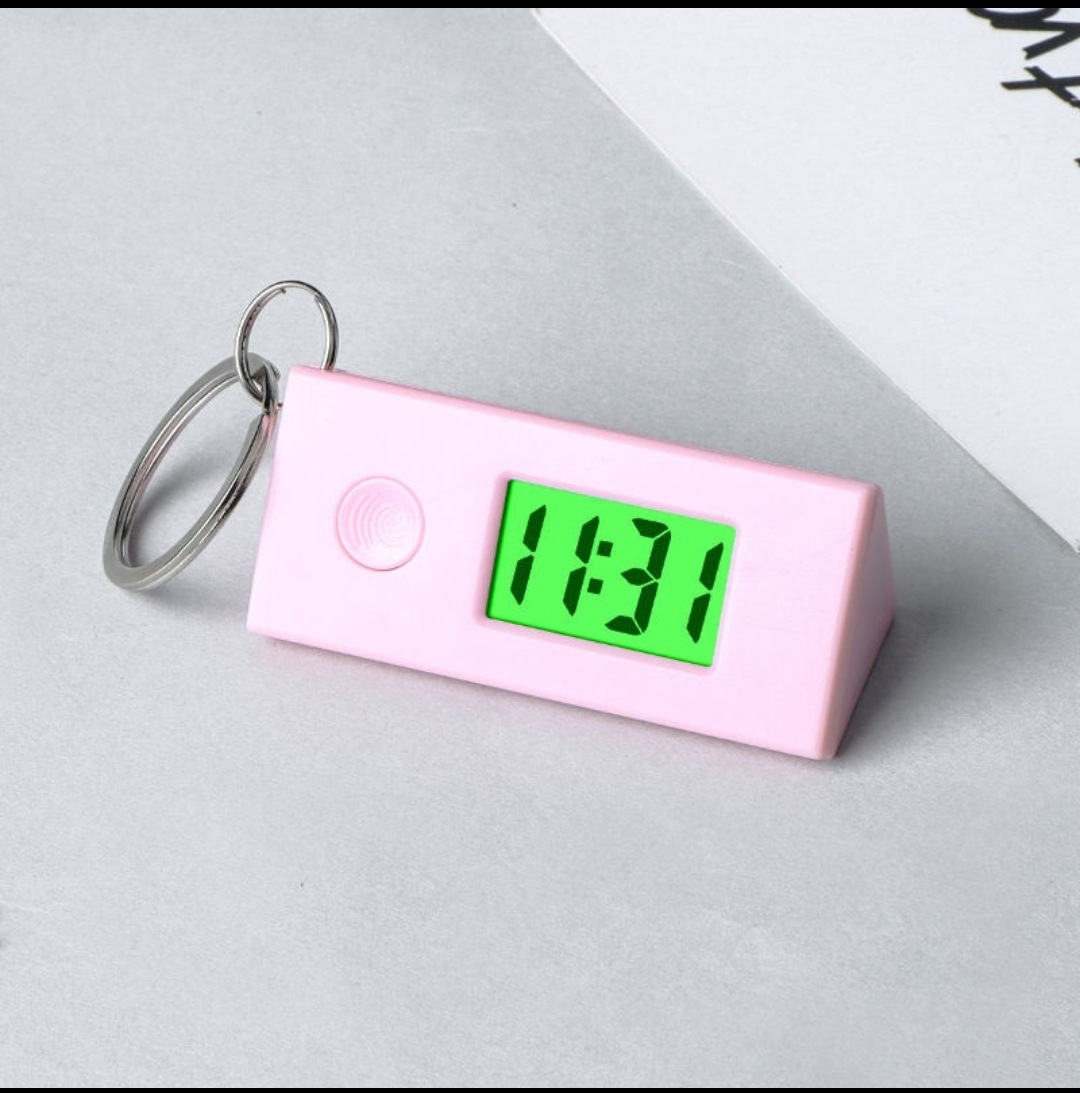 New student children electronic watch male female exam study triangle luminous electronic watch portable backpack keychain