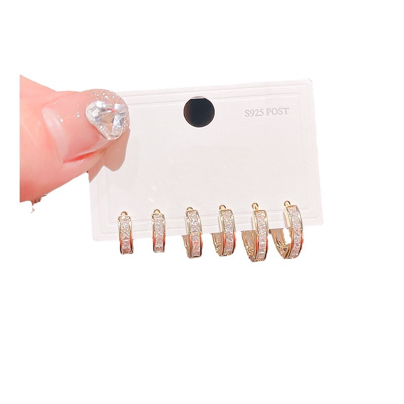 2025 new smooth geometric round zircon circle ear cuffs, simple earring hoop accessories