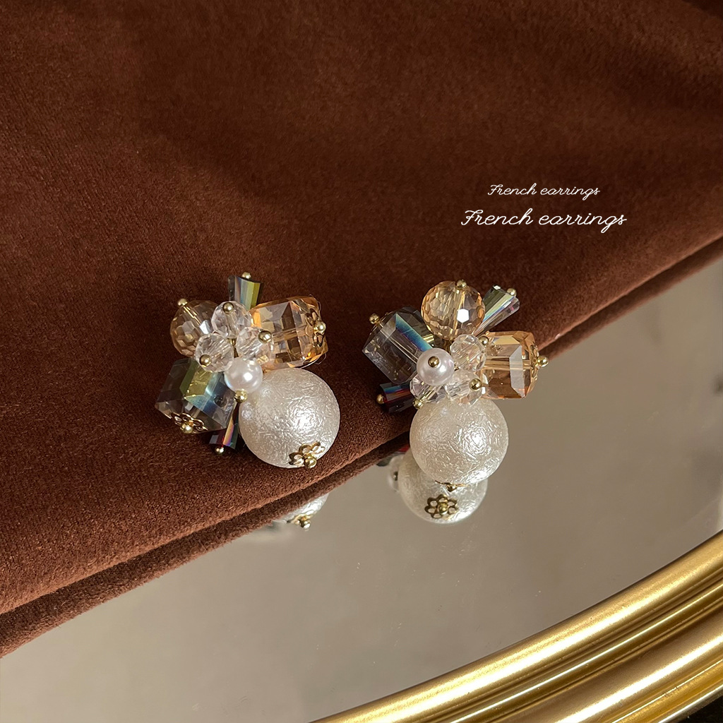 Vintage style elegant silver-plated needle earrings heavy work exaggerated earrings