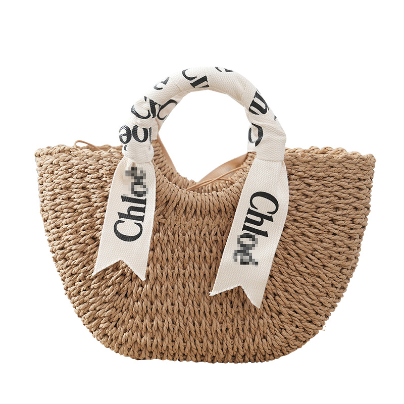 2024 new straw woven bag large capacity straw basket bag casual beach bag women