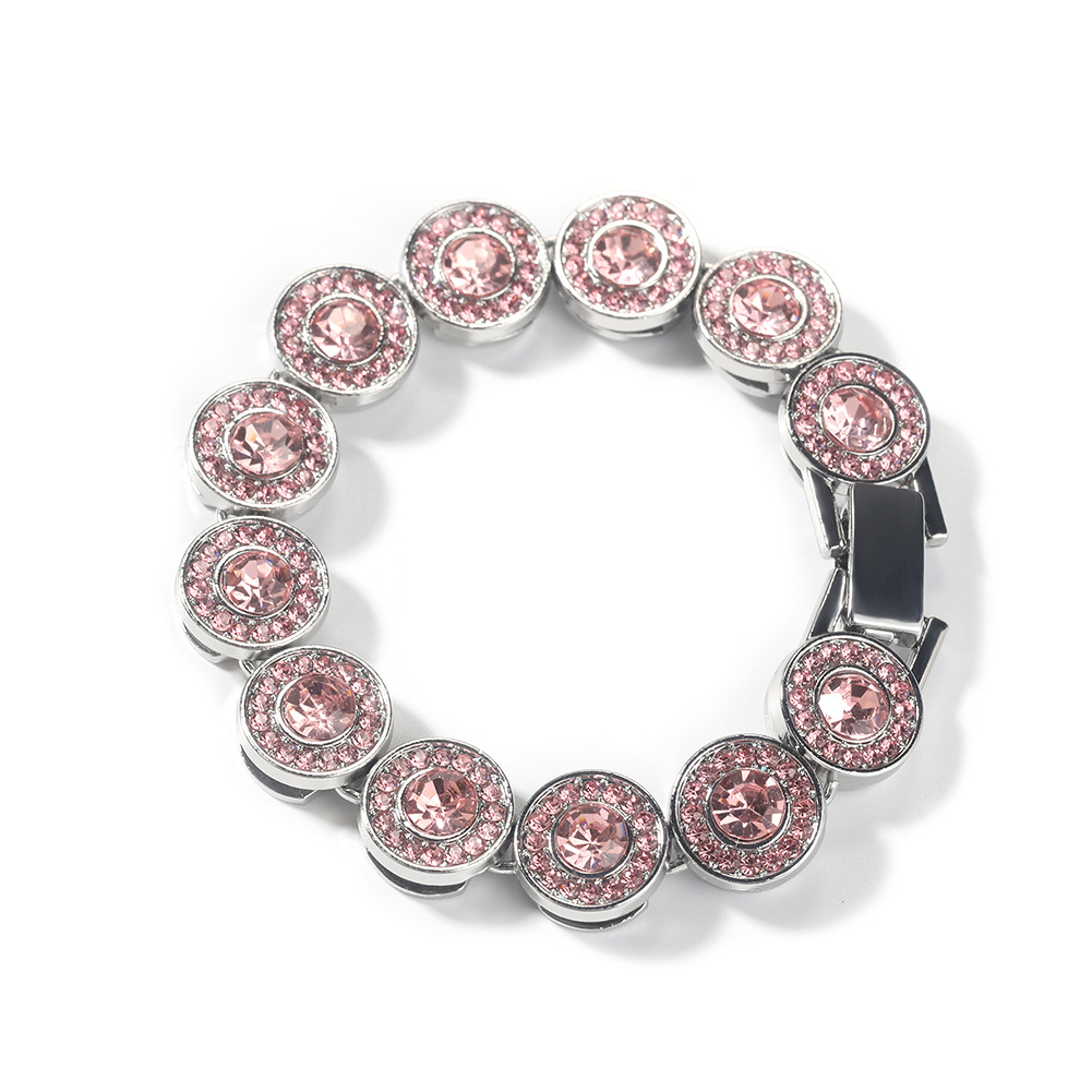 Pink Diamond Alloy Bracelet Simple Geometric Heart Bracelet Women New Cool Hip Hop Hand Jewelry