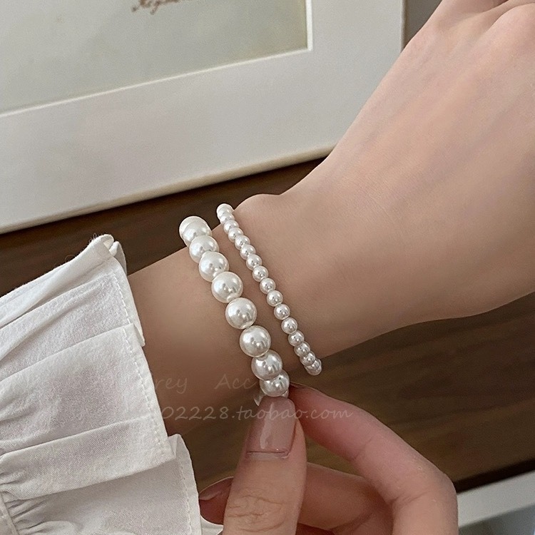 Swarovski Round Australian White Pearl Bracelet for Women, Magnetic Clasp Pearl Bracelet for Women