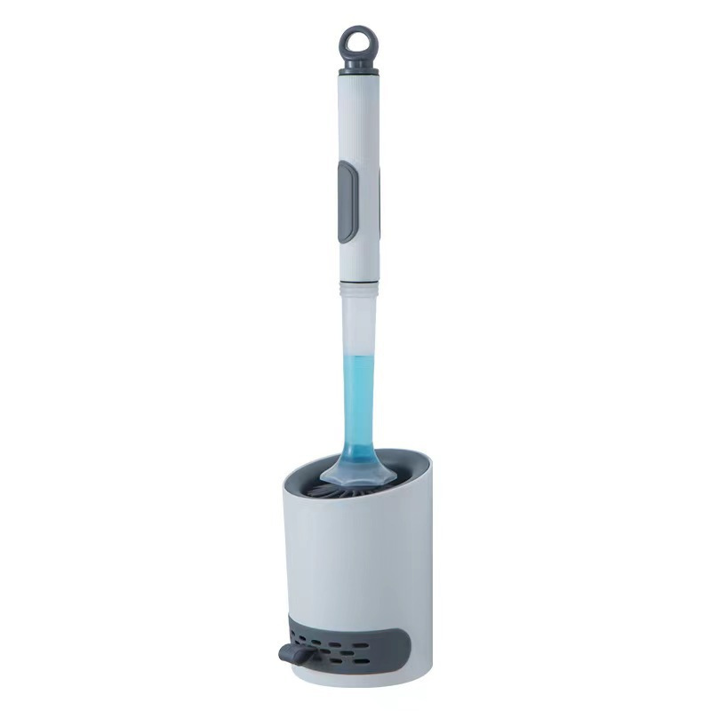 New Bristle Toilet Brush with Base, Toilet Cleaning Brush Set, Bathroom Long Handle Plastic Brush