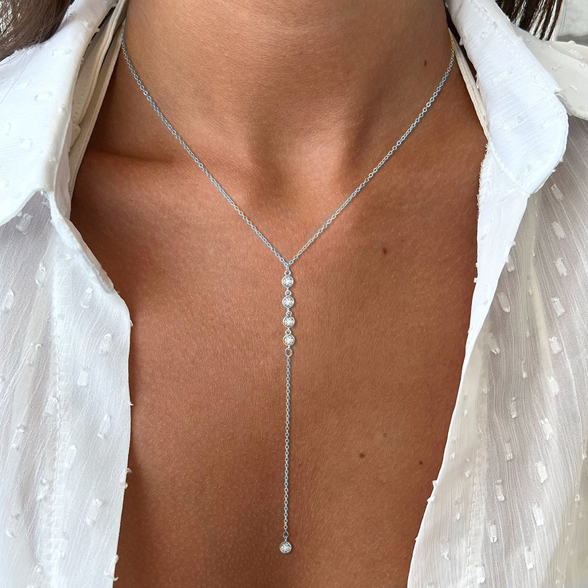 Simple Geometric Tassel Bead Collar Multi-Layer Long Necklace