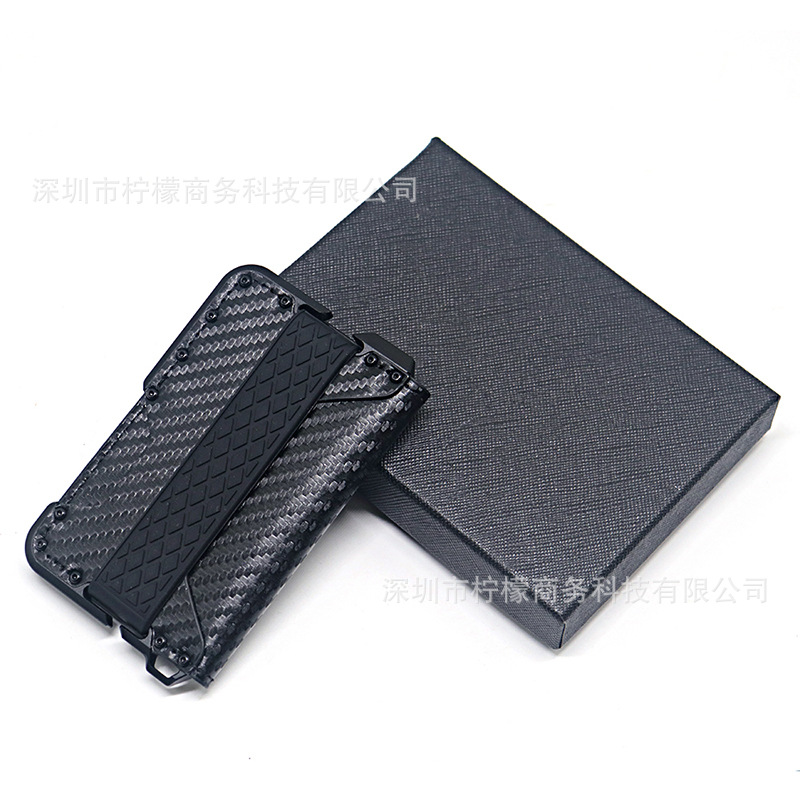 Aluminum Alloy Flip Leather Wallet RFID Anti-theft Shielding Money Clip Men's Wallet