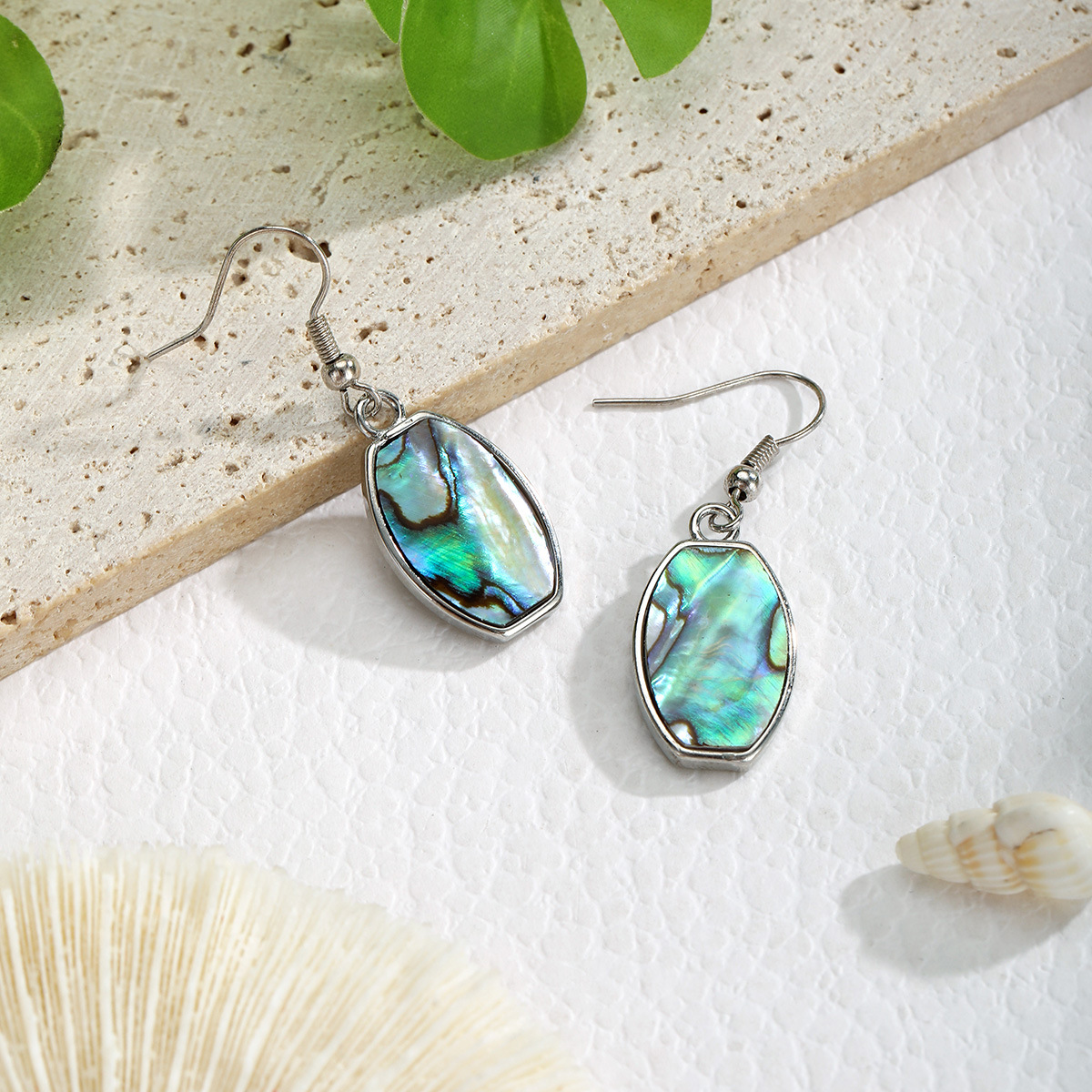 Geometric Natural Texture Abalone Shell Earrings Drop Earrings Accessories for Women