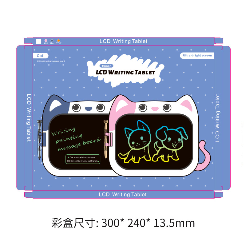 10-inch Cartoon Cat Color LCD Handwriting Board Children's Eye-Protective Graffiti Drawing Board LCD Electronic Light Energy Writing Board