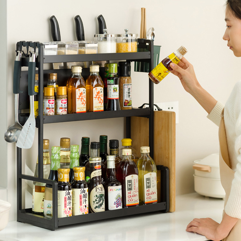 Kitchen seasoning rack, oil, salt, soy sauce, vinegar seasoning storage rack, knife holder, seasoning rack