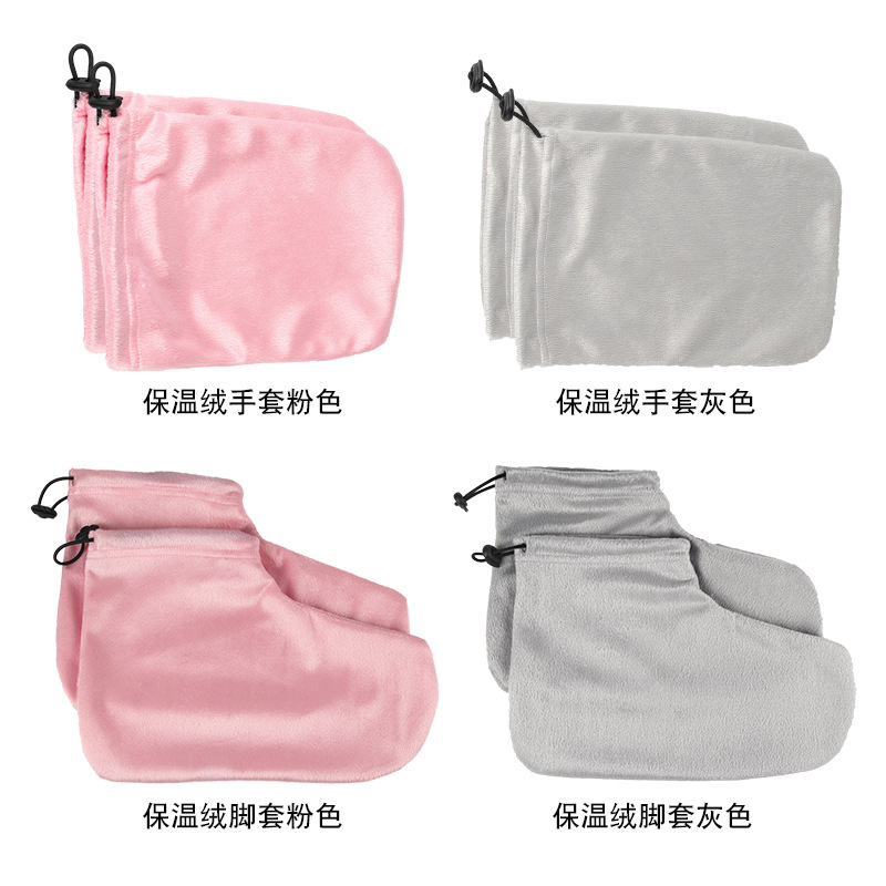 Bathina wax therapy thermal insulation velvet gloves beauty salon hand foot care tool elastic band hand and foot gloves