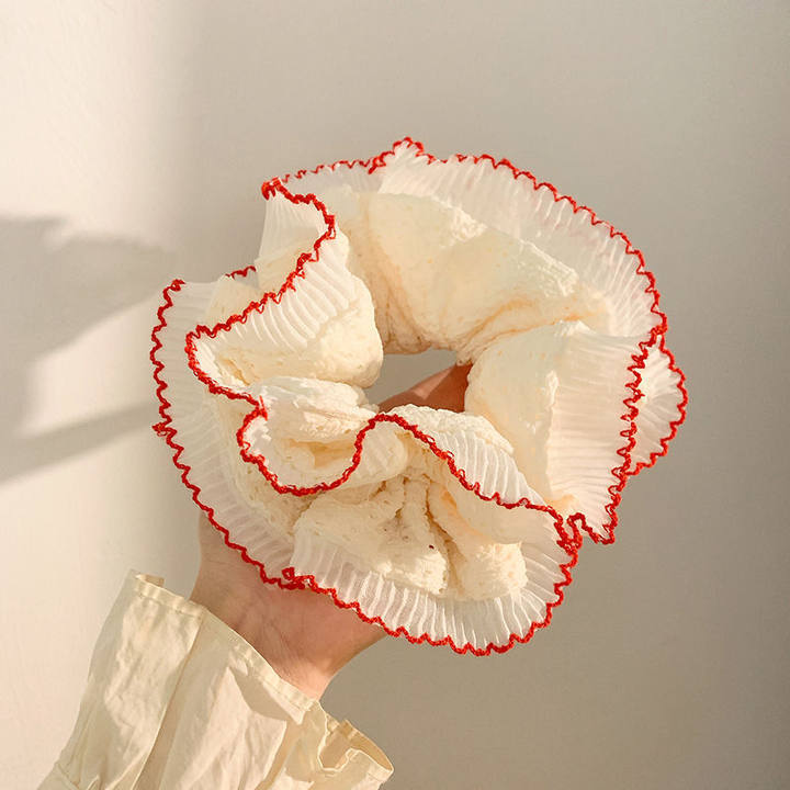 33#红色花边蕾丝褶皱约16cm