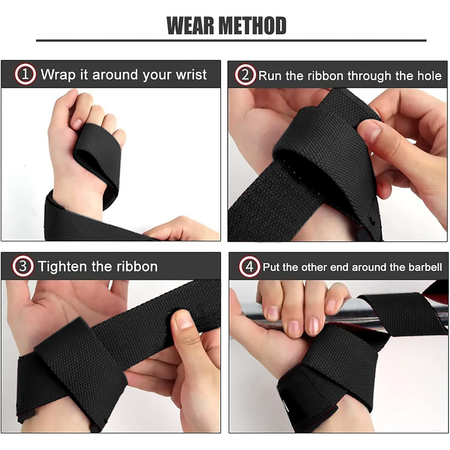 2PC deadlift wrist strap, neoprene cushion wrist pad, anti-slip silicone grip strap, elastic band