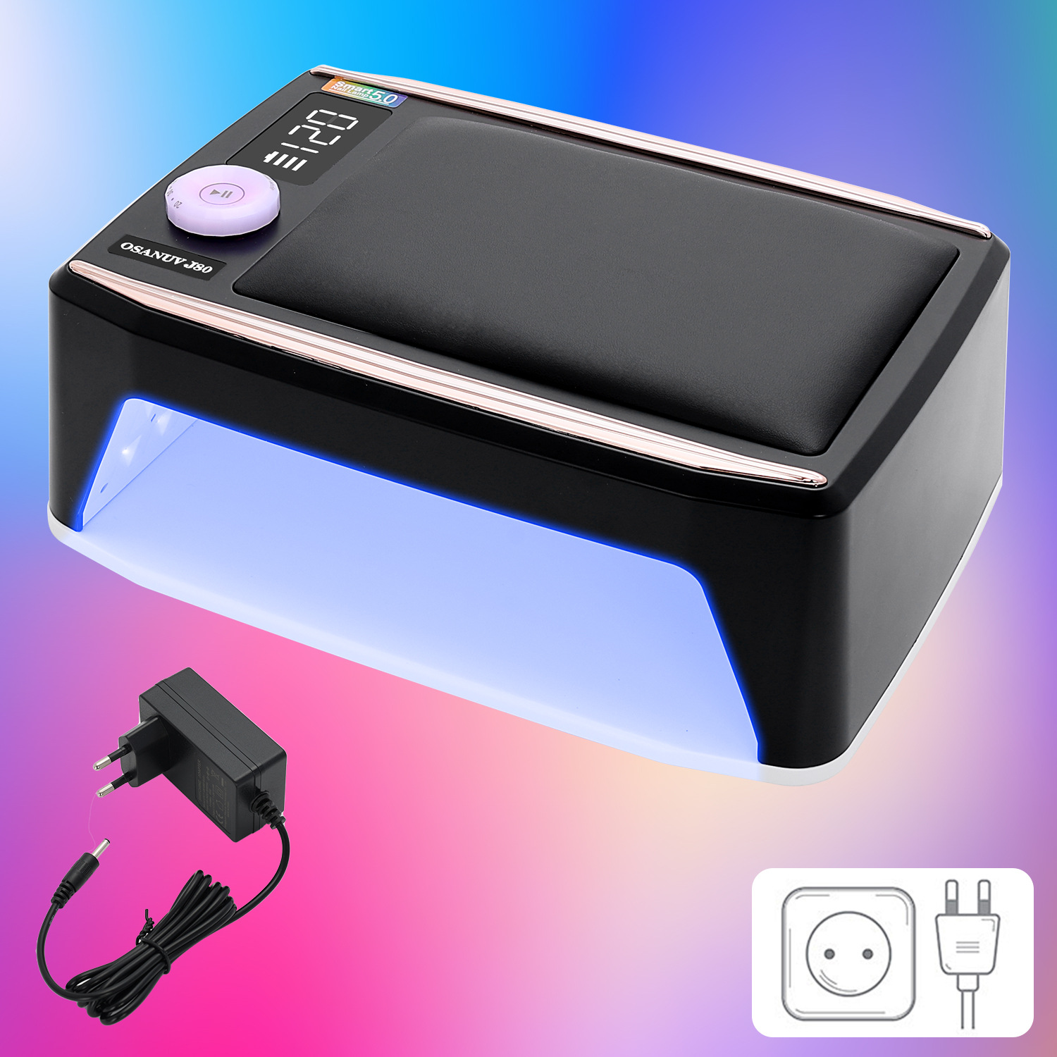 New Pillow Nail Lamp 380W High Power Fast Drying Nail Gel Lamp for Nail Salon Portable