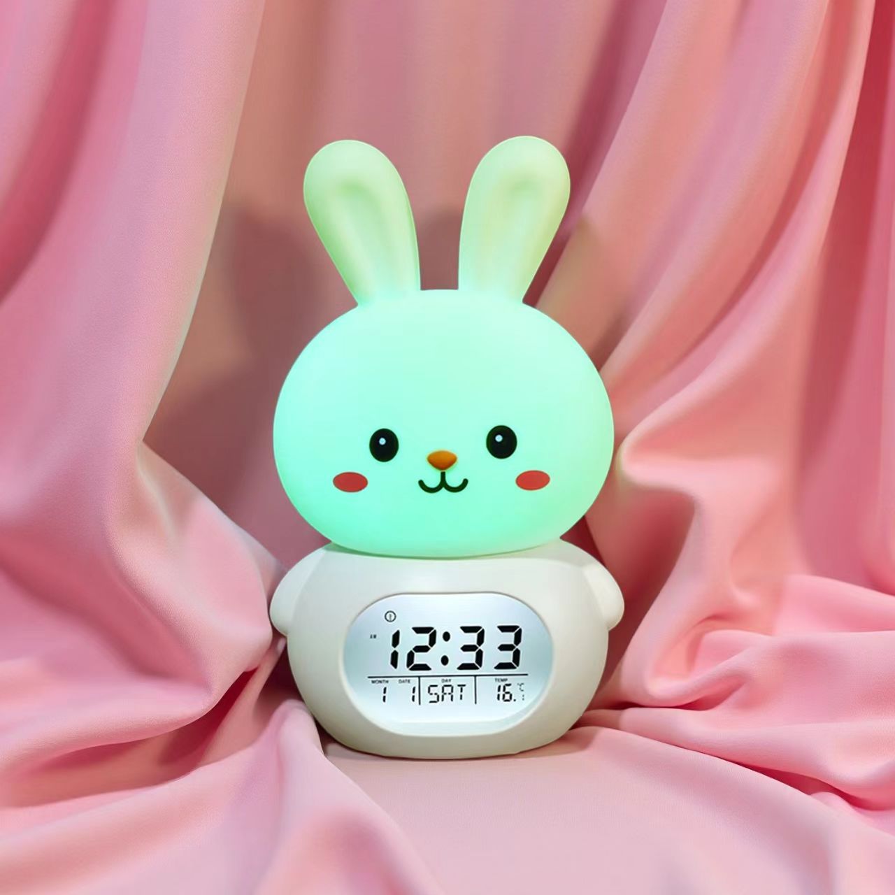 Smart children's alarm clock, night light, cartoon cute student bedside colorful desk lamp, snooze electronic alarm clock timer