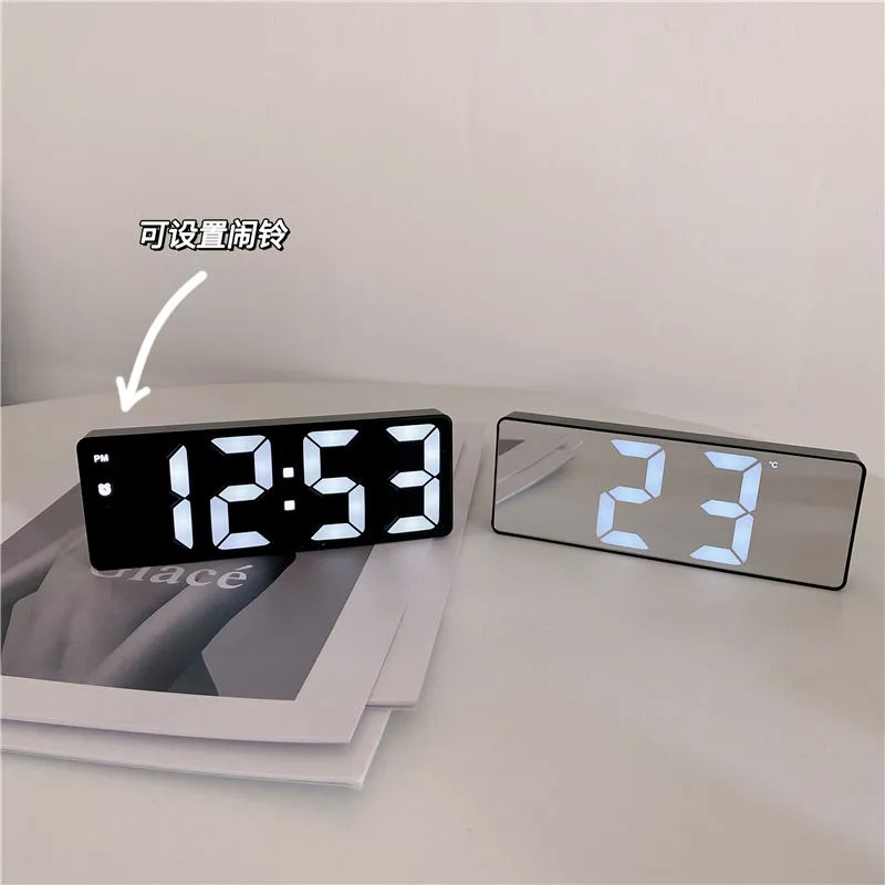 LED mirror alarm clock, multi-functional clock makeup mirror alarm clock, battery and plug-in dual use